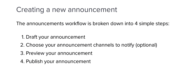 Creating new announcements