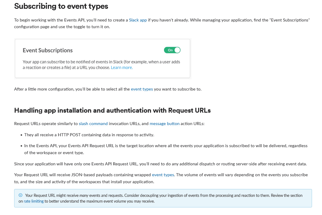 Slack’s API documentation