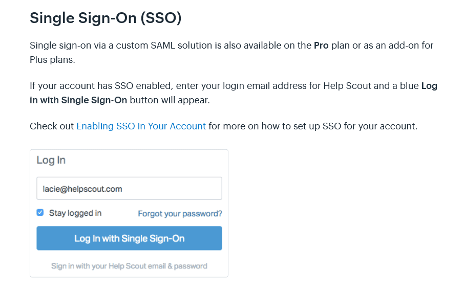 Help Scout about Singe Sign-On (SSO)