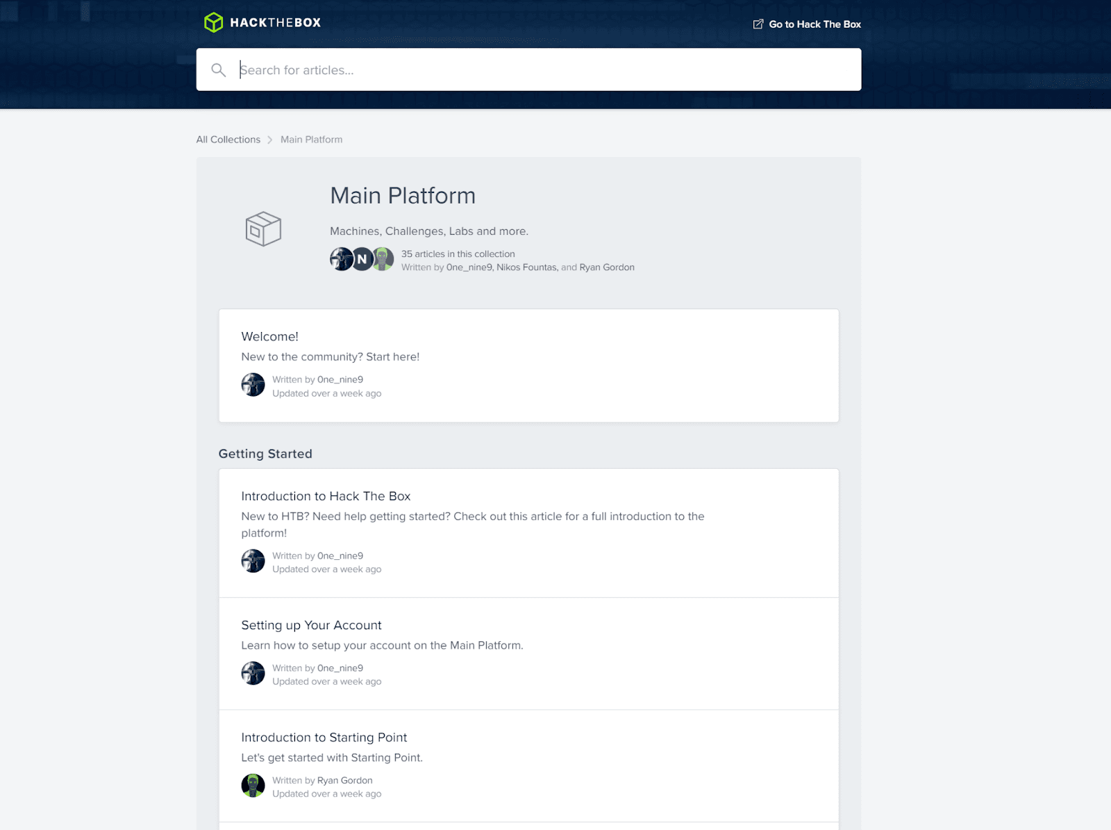 Screenshot from help centre of hackthebox