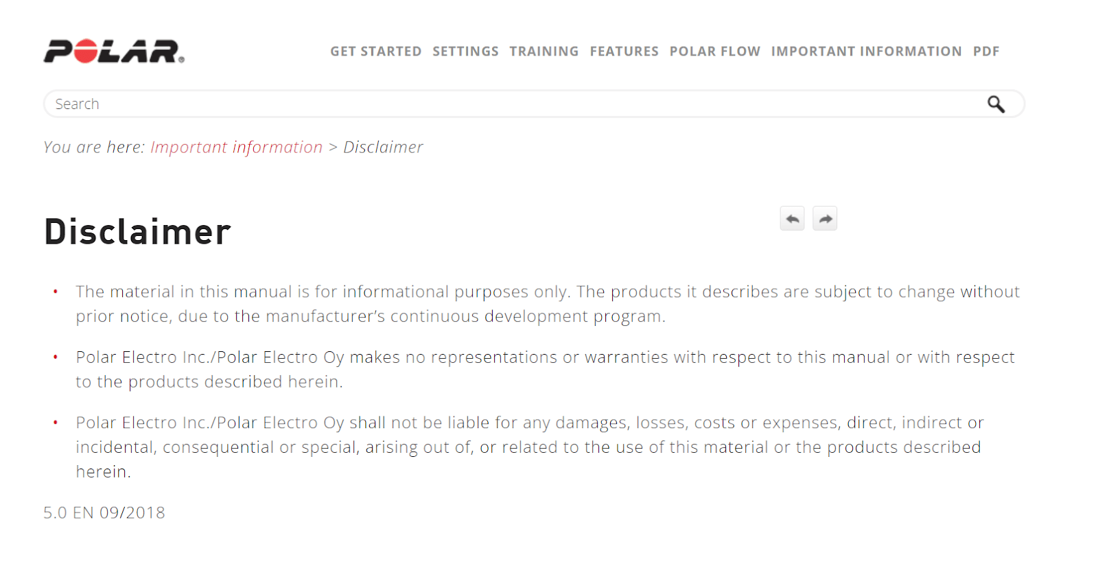 Polar Disclaimer