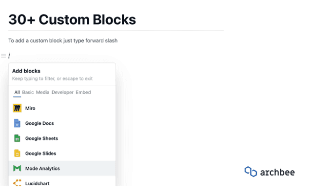 Archbee custom blocks