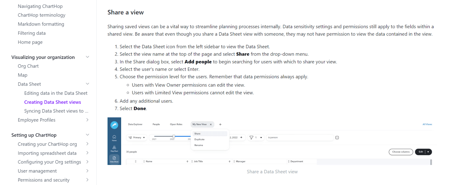 Creating Data Sheet views