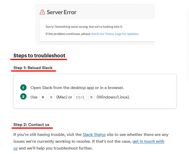 How approach looks like on the “Server error” issue