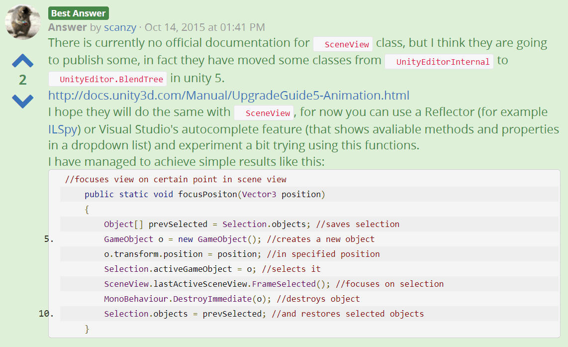 API example on Unity