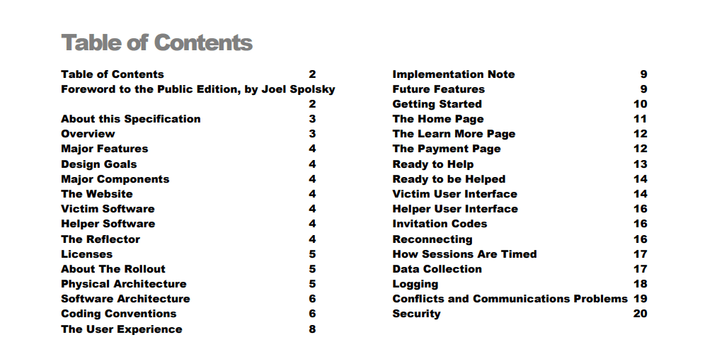 The document created by Joel Spolsky