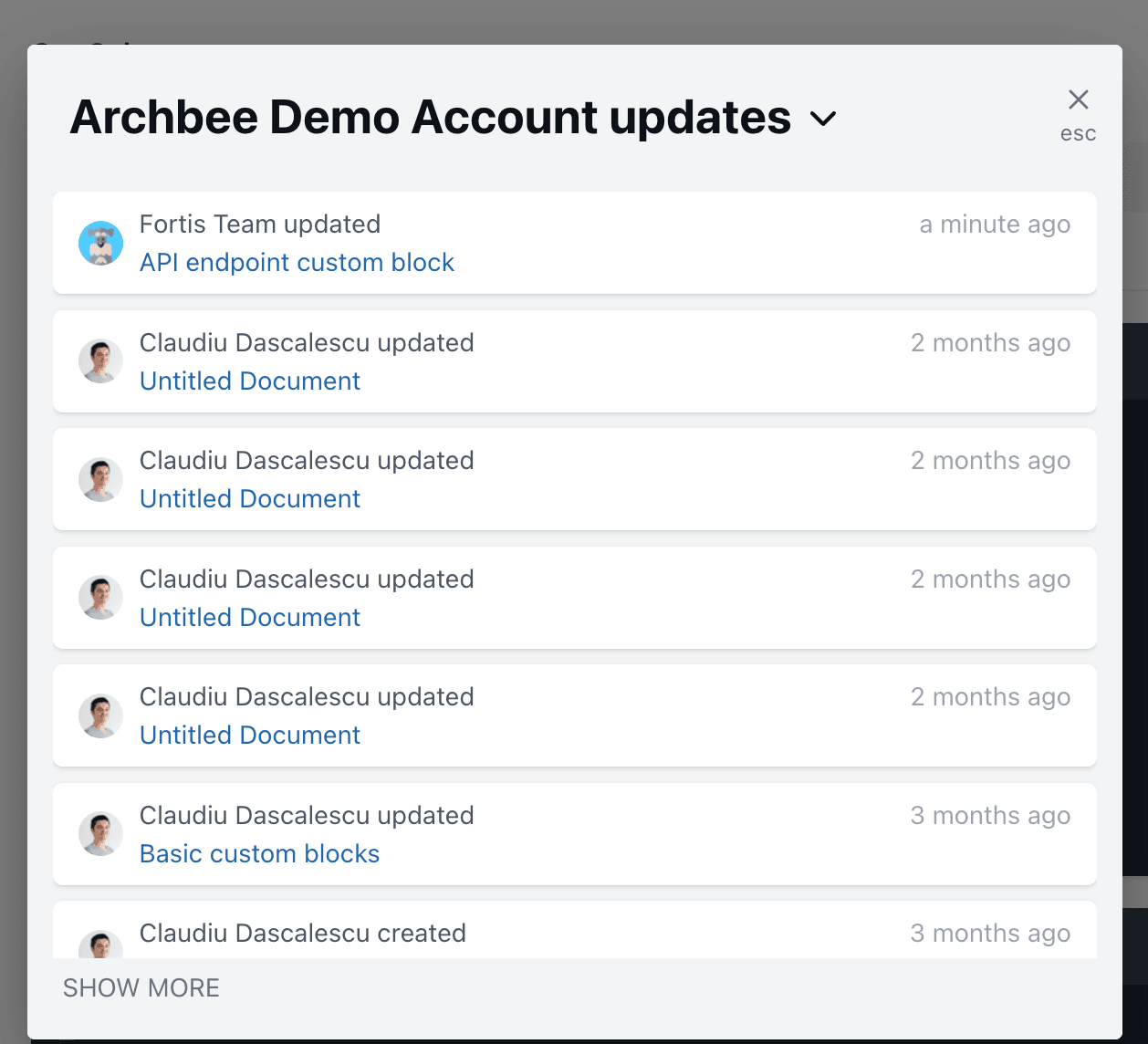 Archbee Demo Account updates