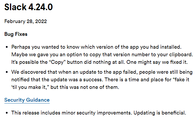 Bug Fixes by Slack
