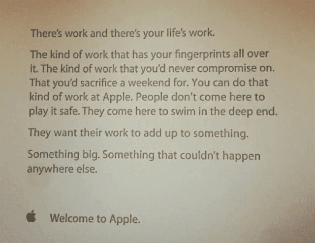 Example of a message that encourages growth by Apple