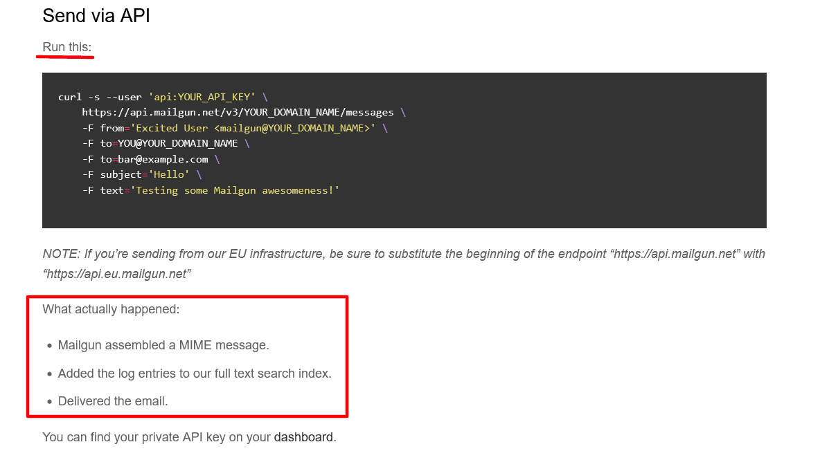 Mailgun’s quickstart guide to sending emails via API