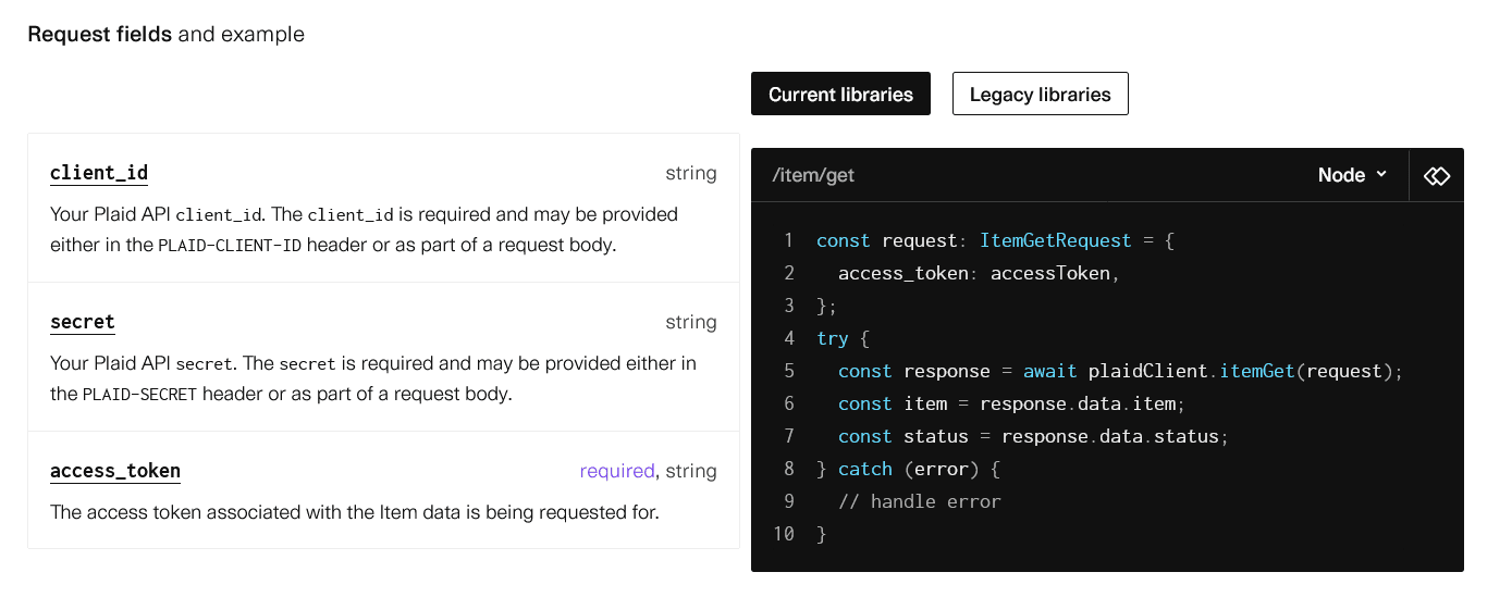 Plaid shows code in a separate space