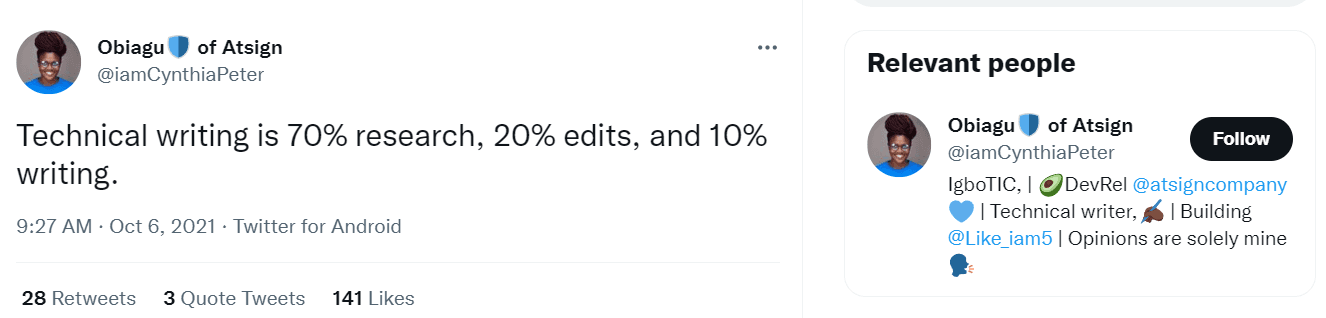 Twet about technical writing