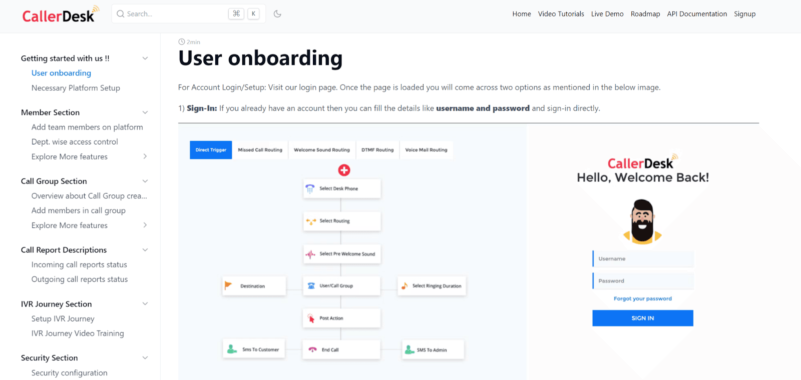 CallerDesk user onboarding