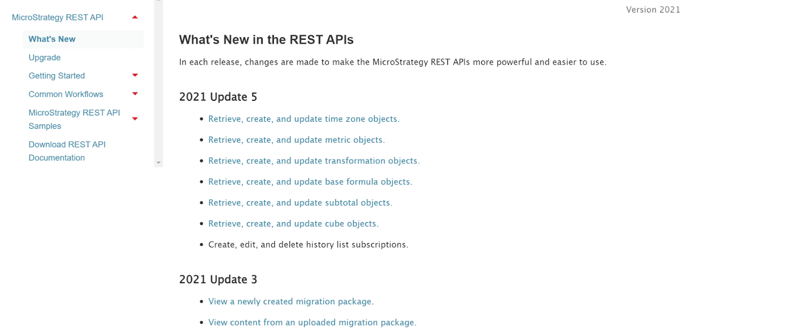 MicroStrategy REST API documentation