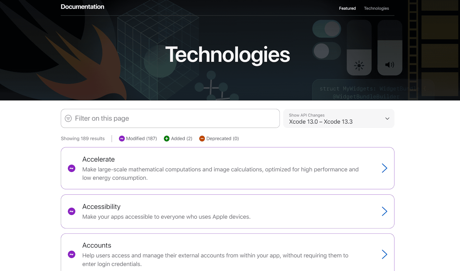 Apple API documentation maintenance