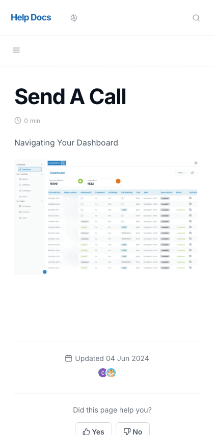 AcquisitionAI documentation portal mobile view