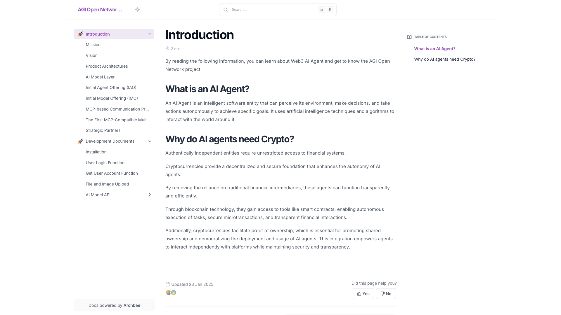 Agiopen documentation portal desktop view
