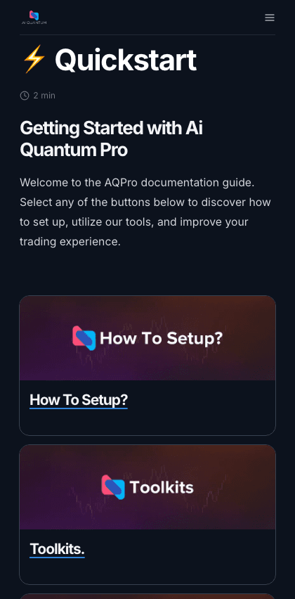 Aqpro documentation portal mobile view
