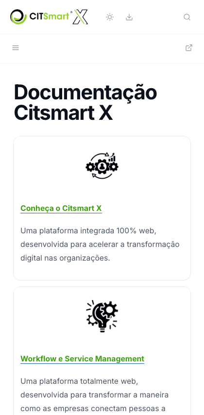 Citsmart documentation portal mobile view