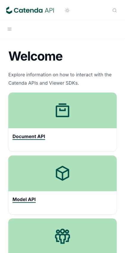 Developers documentation portal mobile view