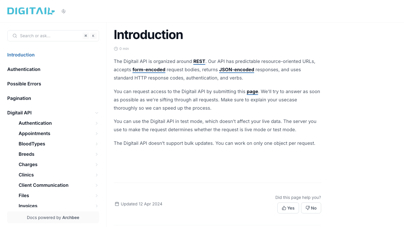 Digitail documentation portal