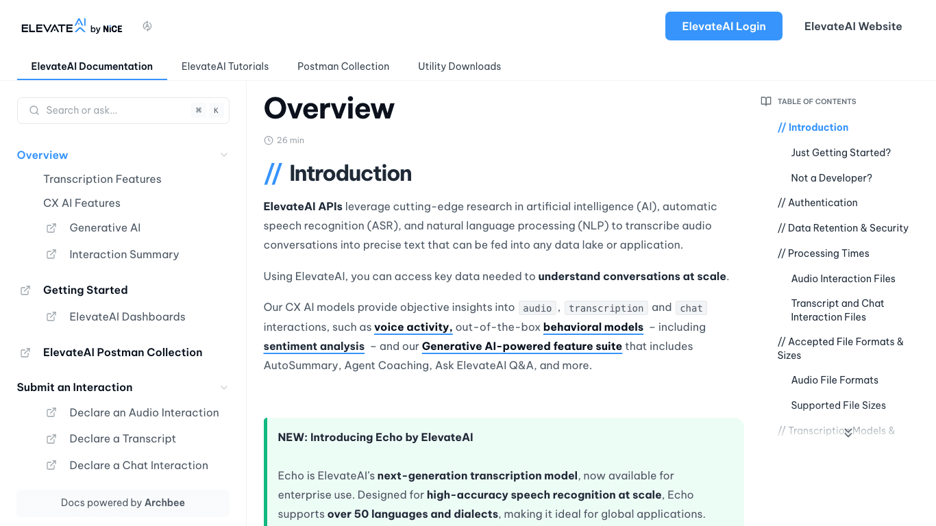 ElevateAI documentation portal