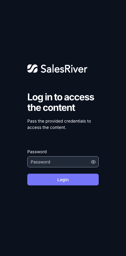 Salesriver documentation portal mobile view