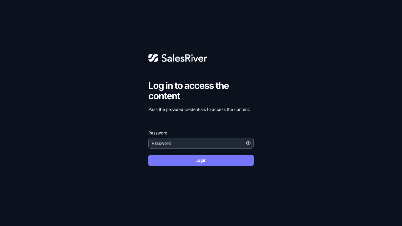 Salesriver documentation portal