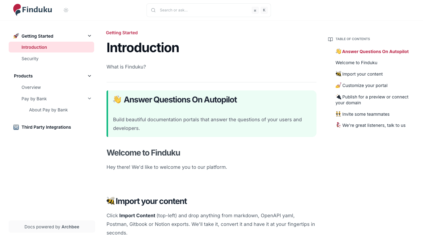 Finduku documentation portal