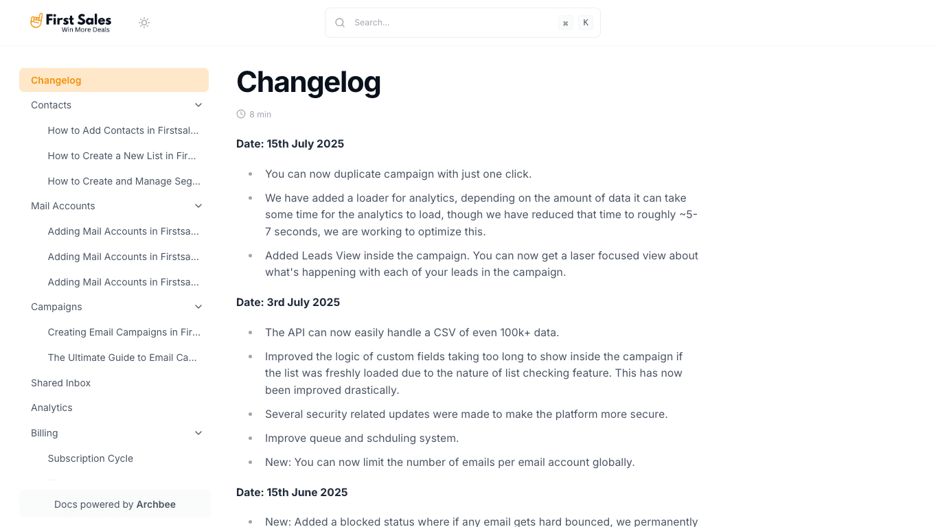 Firstsales documentation portal