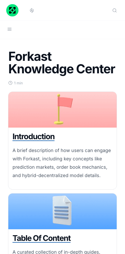ForkastGG documentation portal mobile view