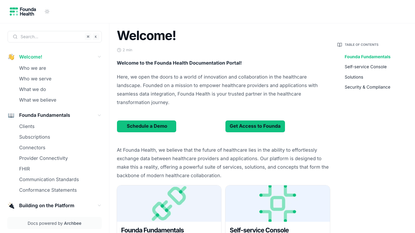 Founda Health documentation portal