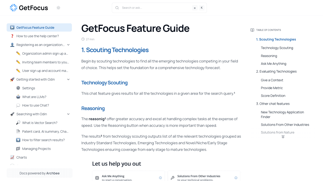 Getfocus documentation portal
