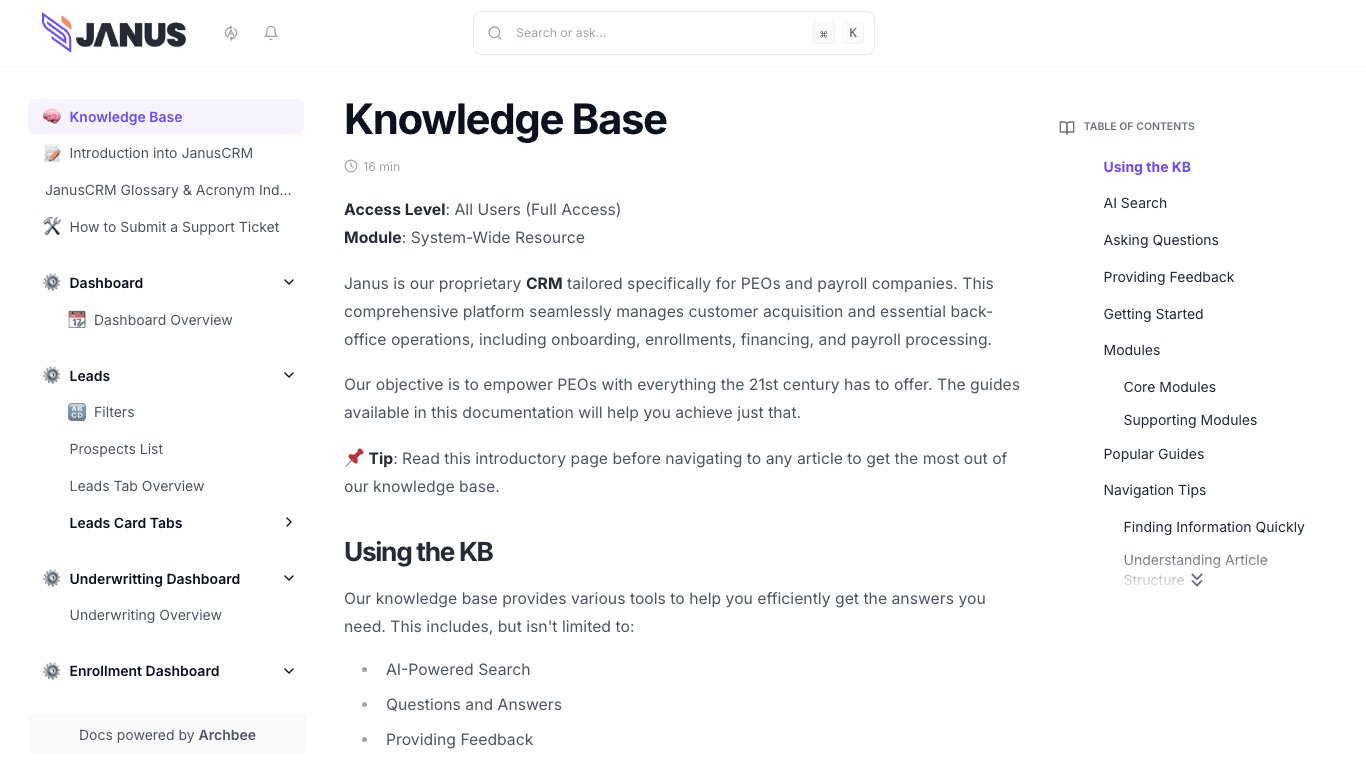 Getjanus documentation portal