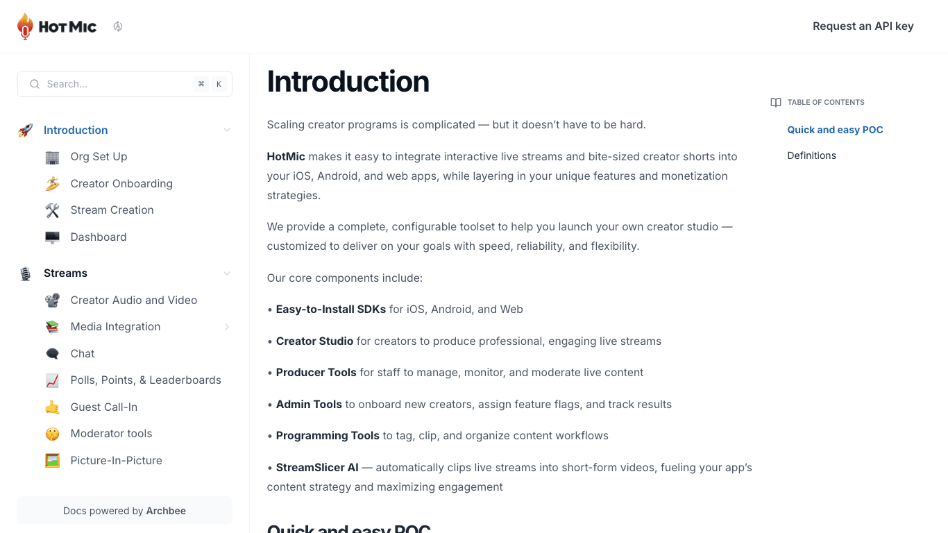 Hotmic documentation portal