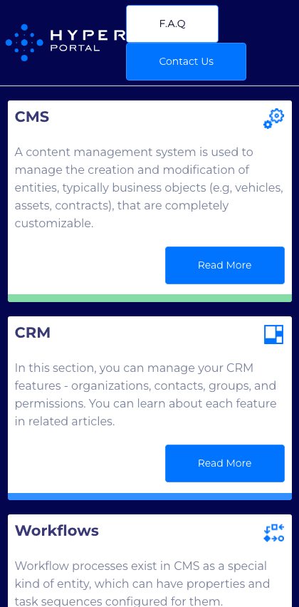 Hyper Portal documentation portal mobile view