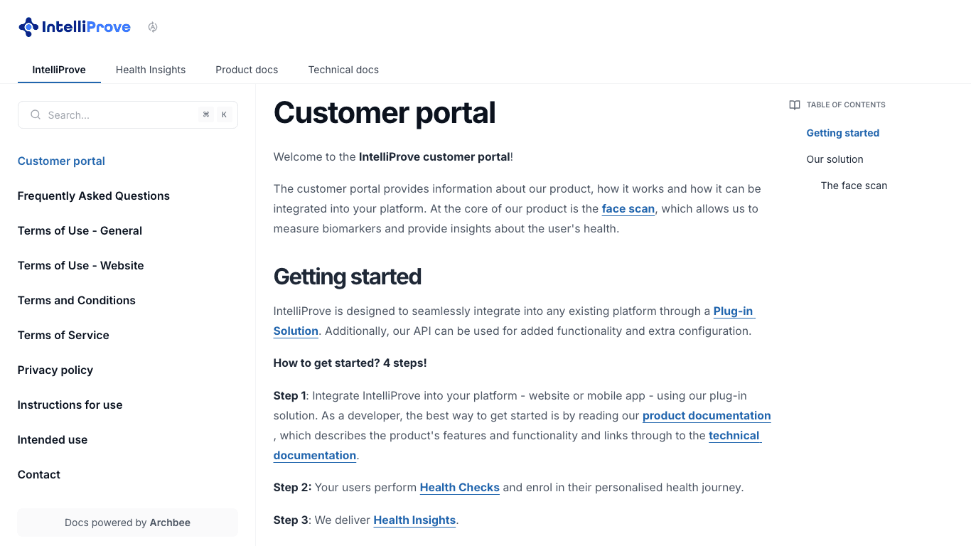 Intelliprove documentation portal