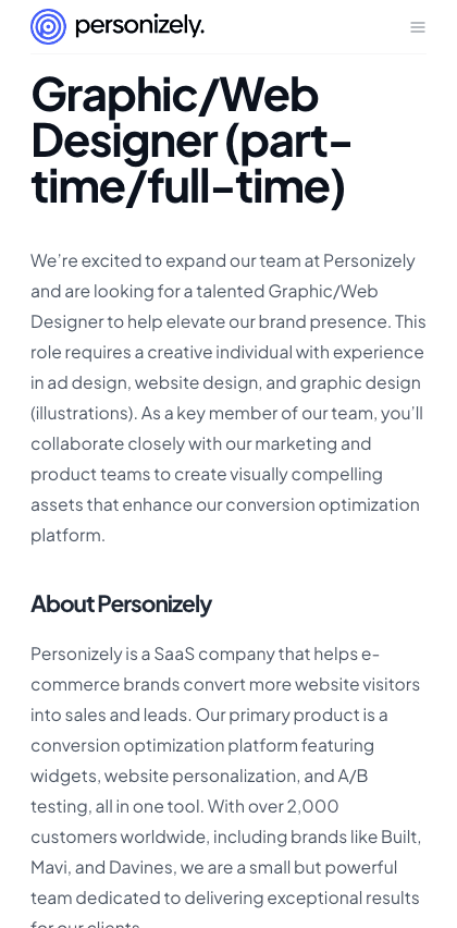 Jobs documentation portal mobile view
