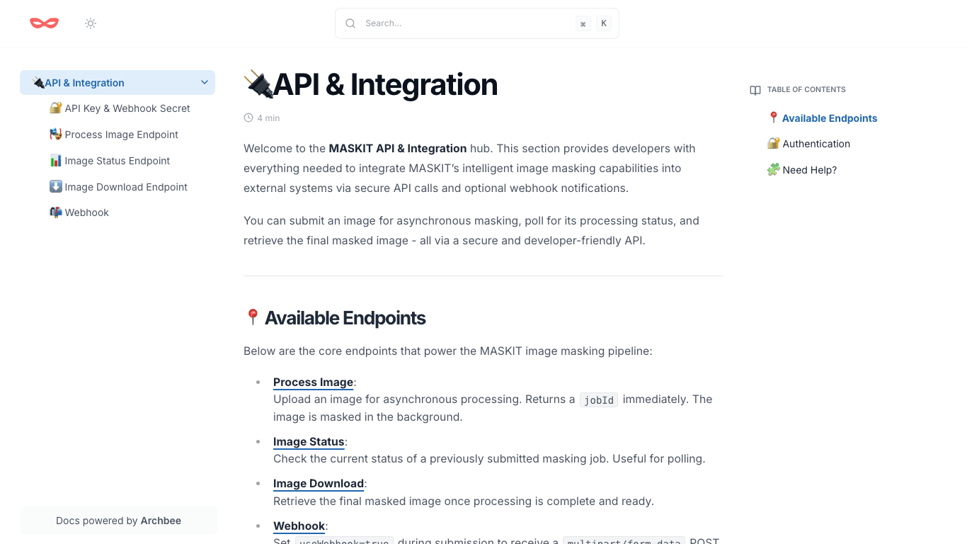 Maskit documentation portal