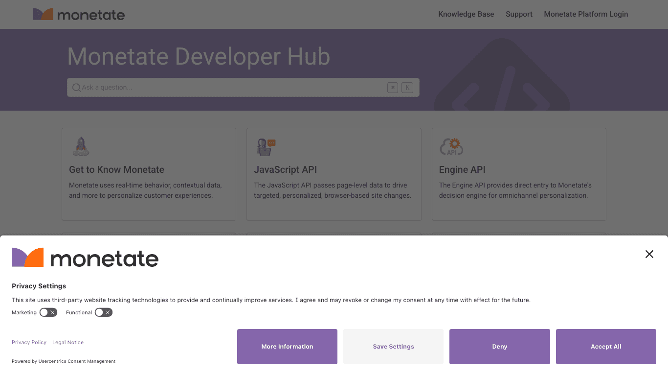 Monetate documentation portal