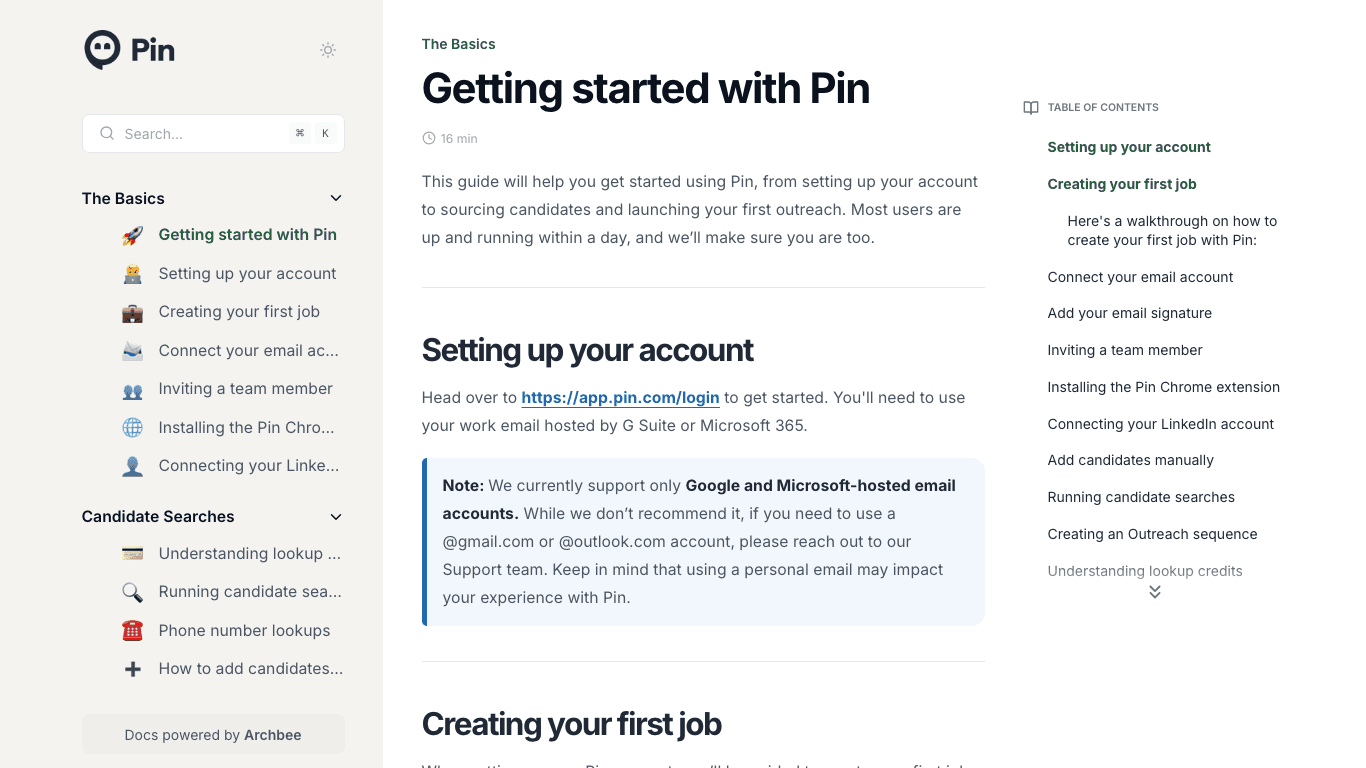 Pin documentation portal