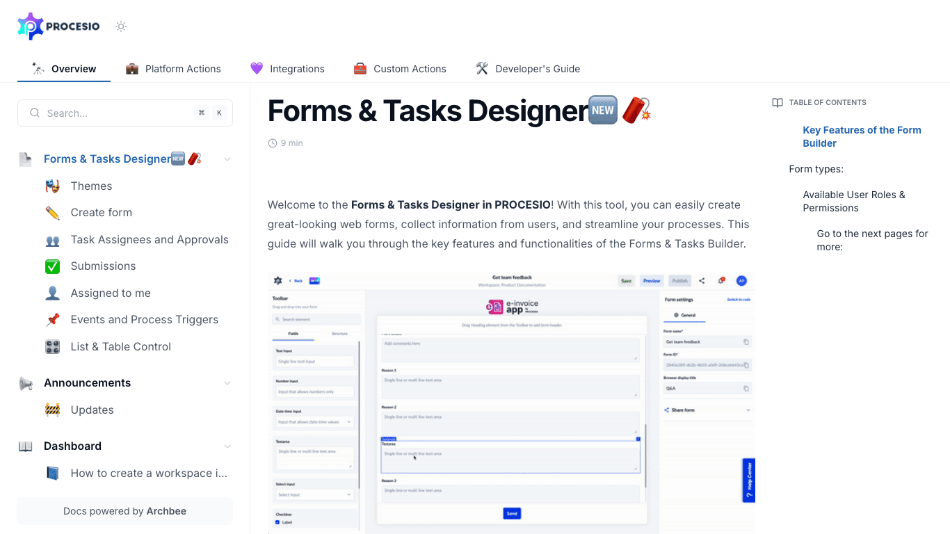 Procesio documentation portal
