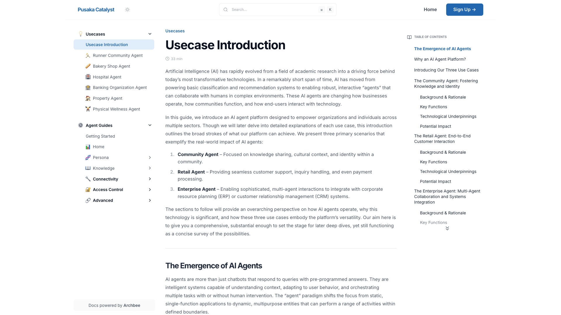 Pusaka documentation portal desktop view