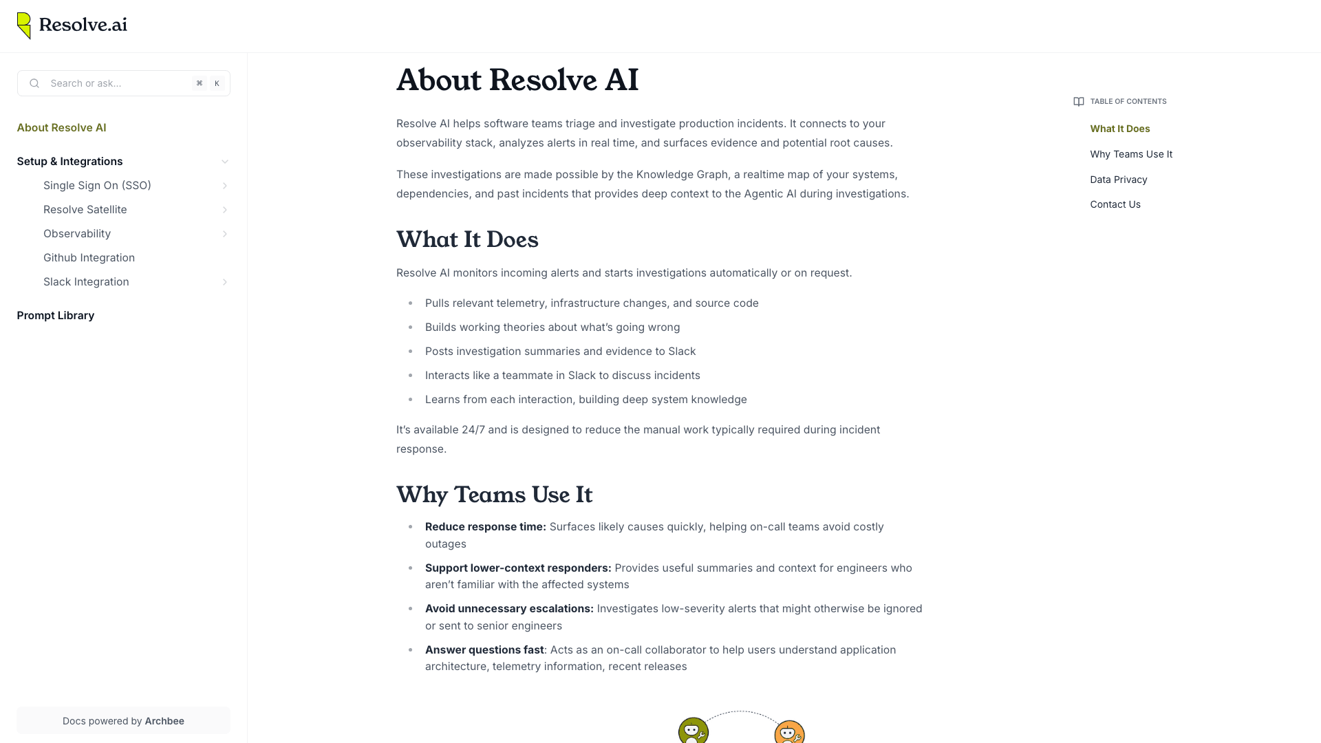 Resolve documentation portal desktop view