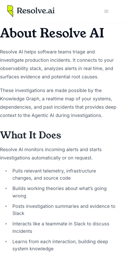 Resolve documentation portal mobile view