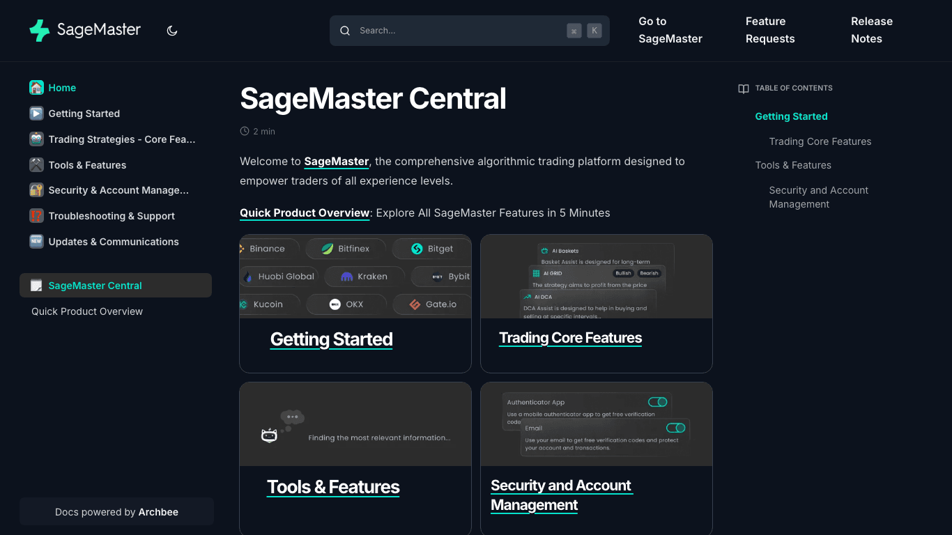 SageMaster documentation portal