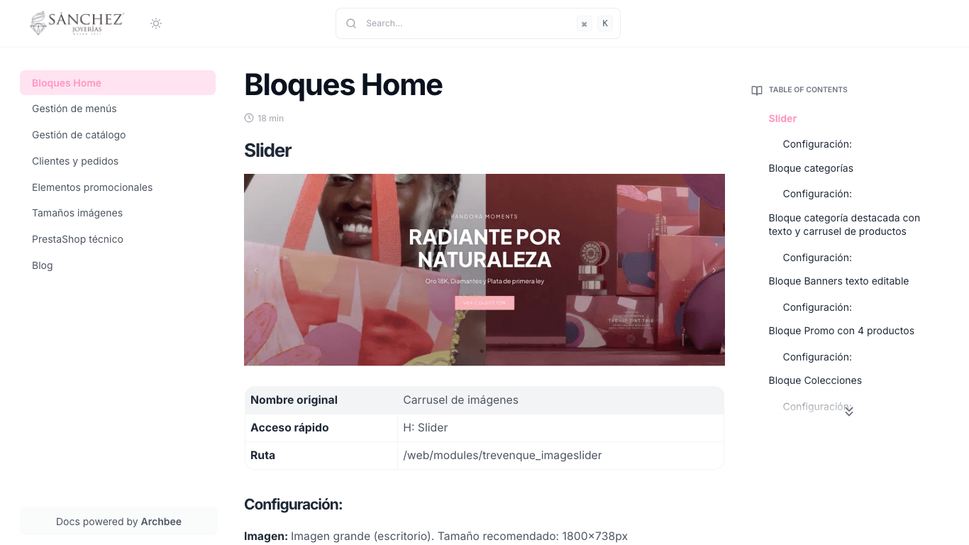 Sanchez Joyerias documentation portal