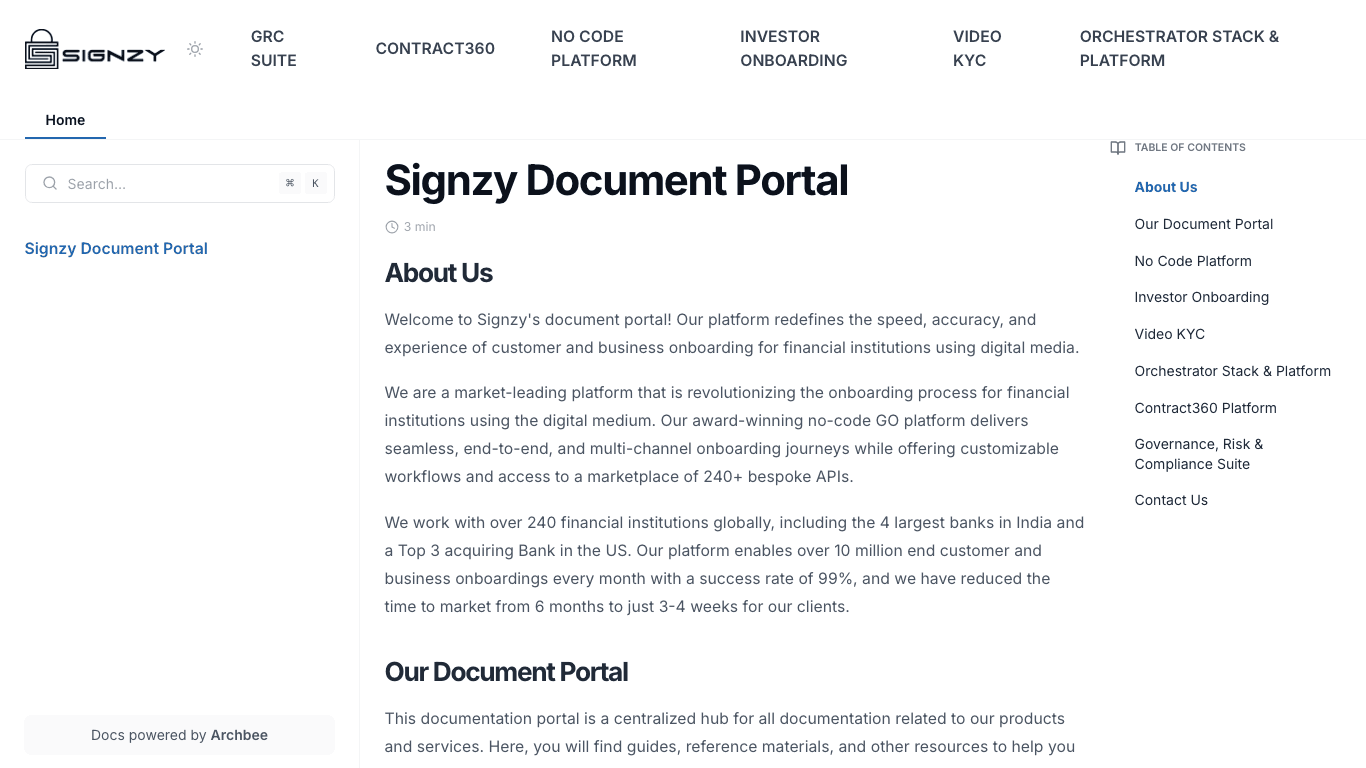 Signzy documentation portal