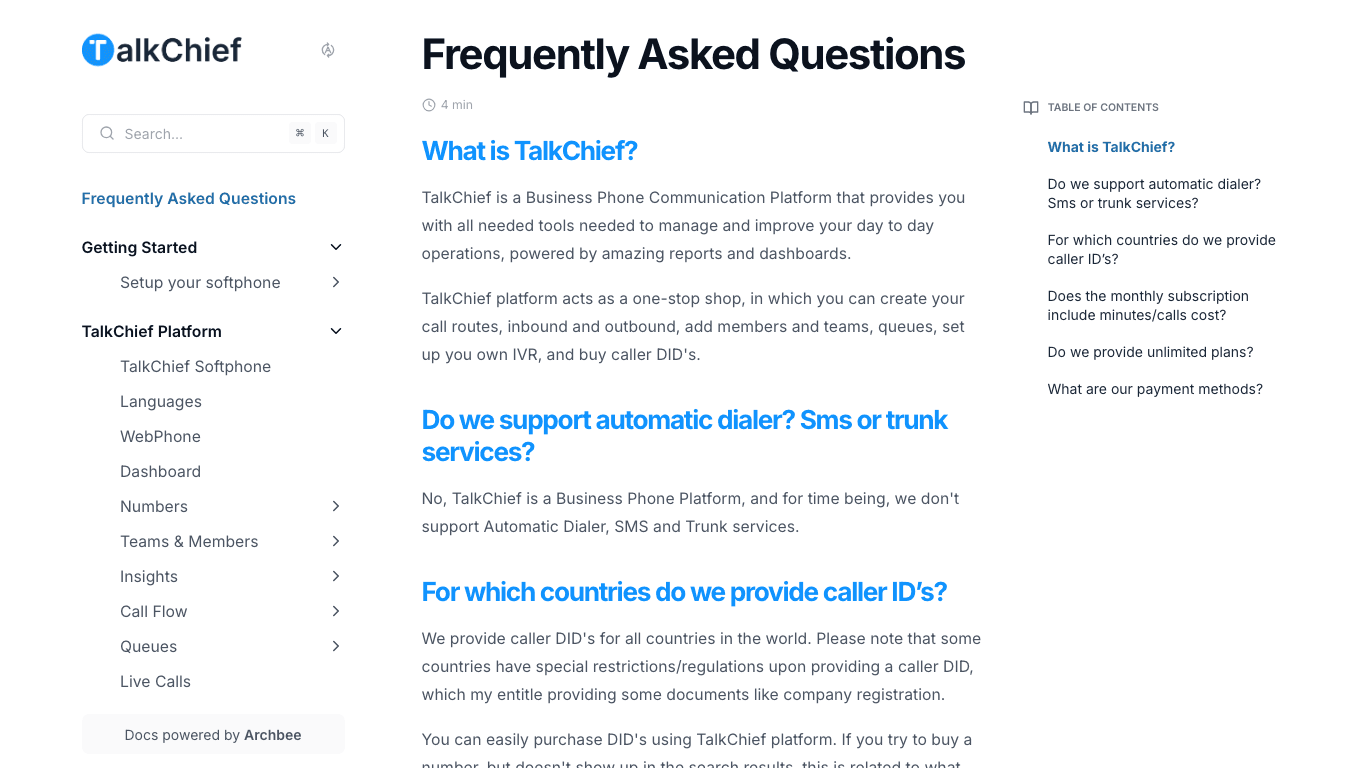 TalkChief documentation portal