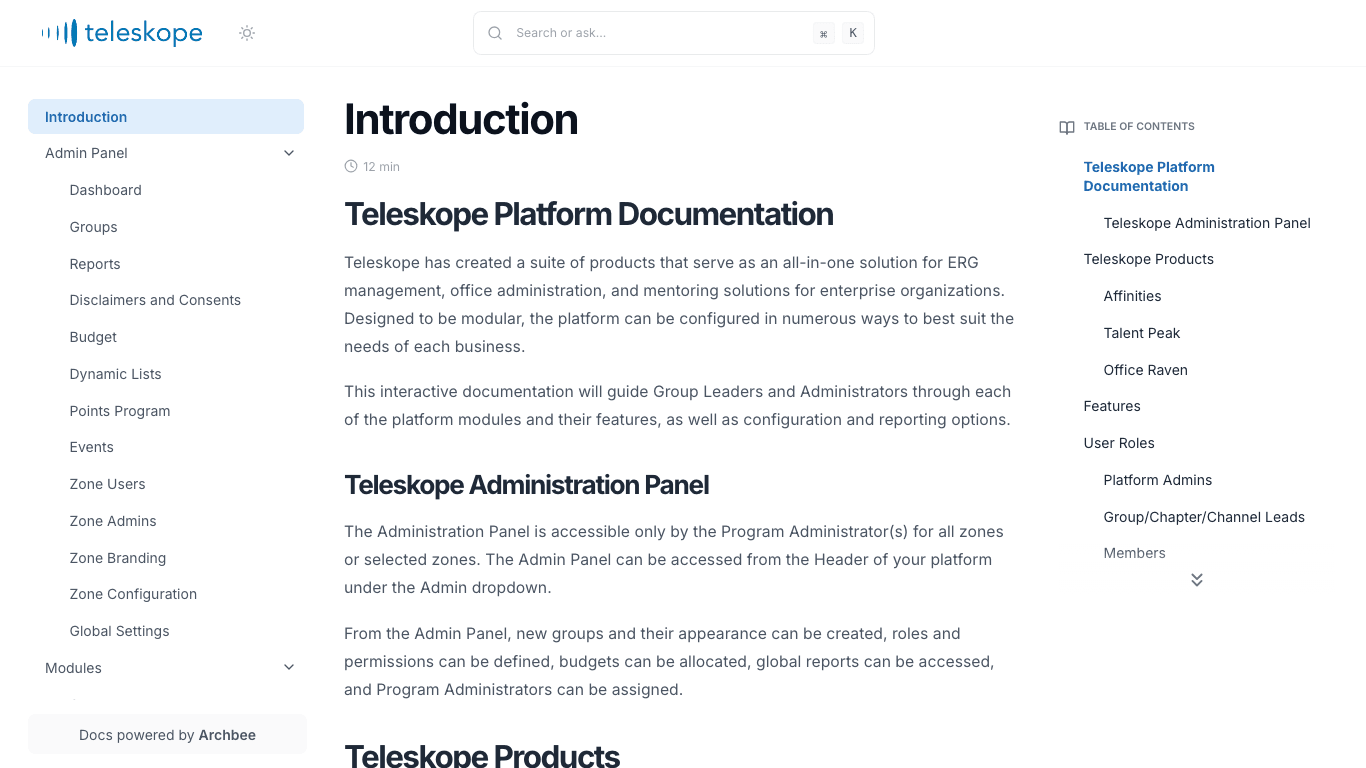 Teleskope documentation portal